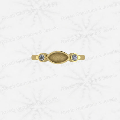 Summer Sale 925 Silver 2x4mm Marquise With CZ 2mm Semi Mount Blank Dainty Ring for Breastmilk Keepsake Fine Jewelry for Women