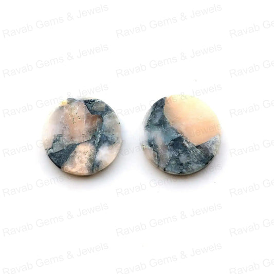 Amazing White Calcite Copper Turquoise Coin shape 12mm Flat Gemstone, White Calcite Copper Turquoise Calibrated 2 pcs set