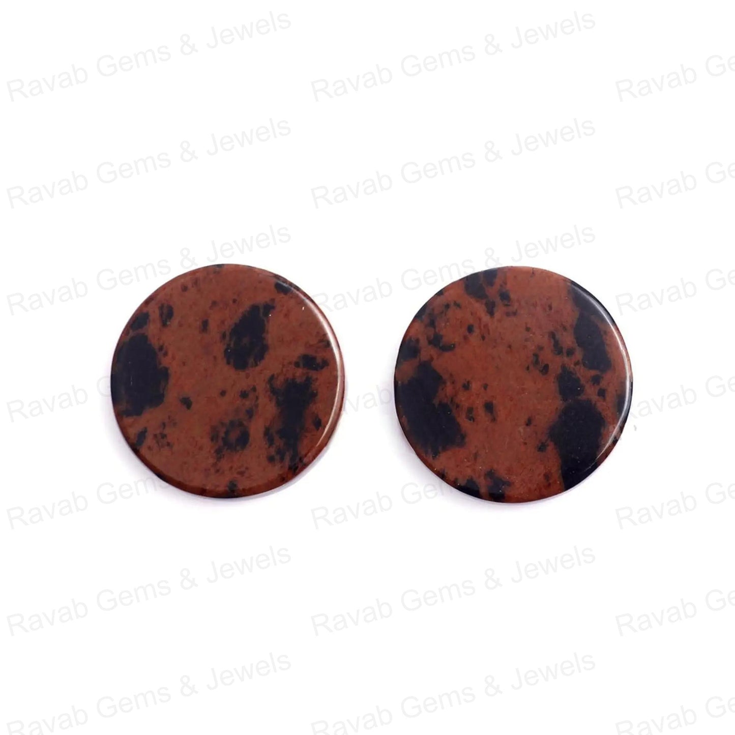 Amazing Natural Mahogany Round Coin shape 12mm Flat Gemstone Calibrated, Natural Mahogany for Jewelry making 2 pcs set
