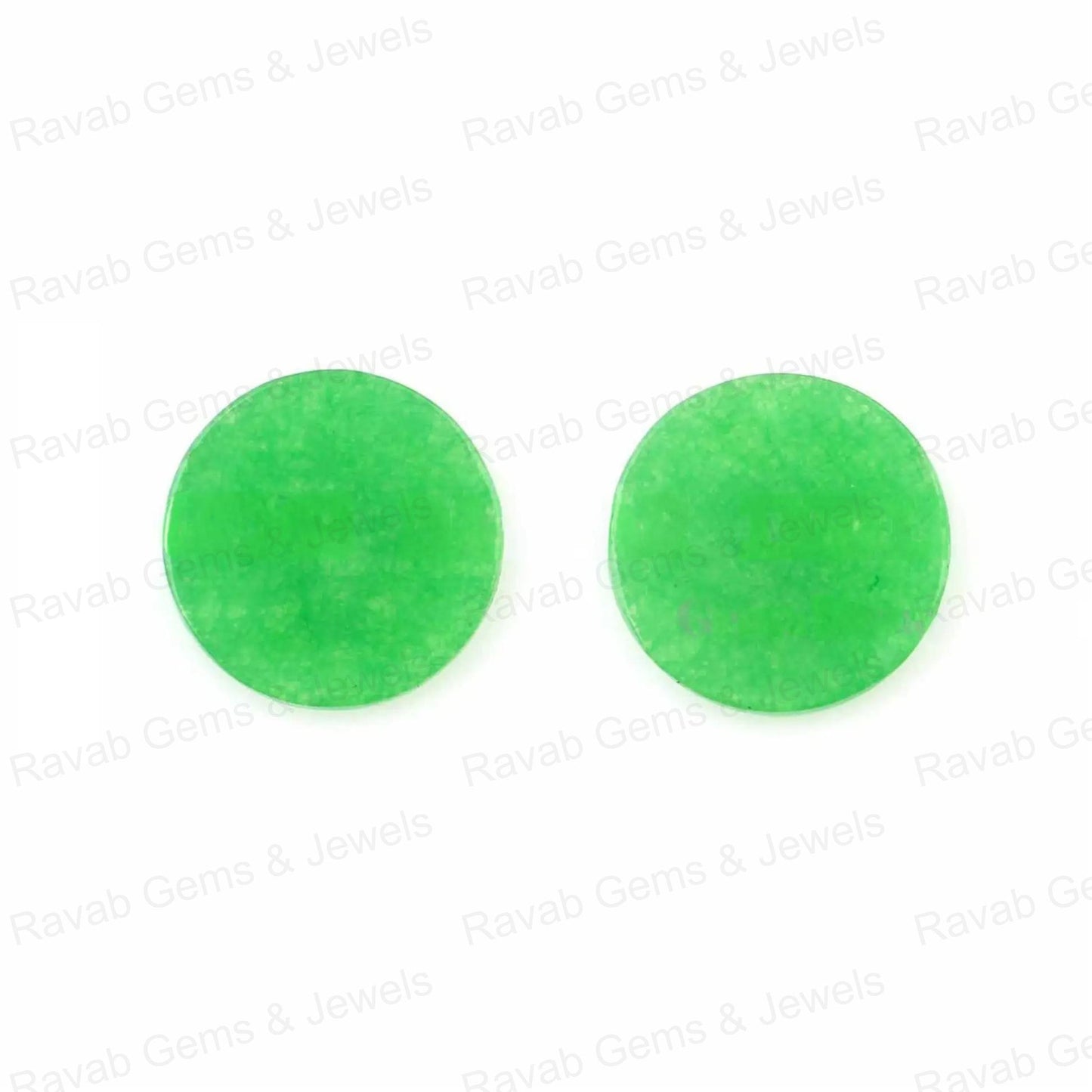 Amazing Green Jade Round Coin shape 12mm Both side Flat Gemstone, Green Aventurine necklace, earring making beads 2 pcs set