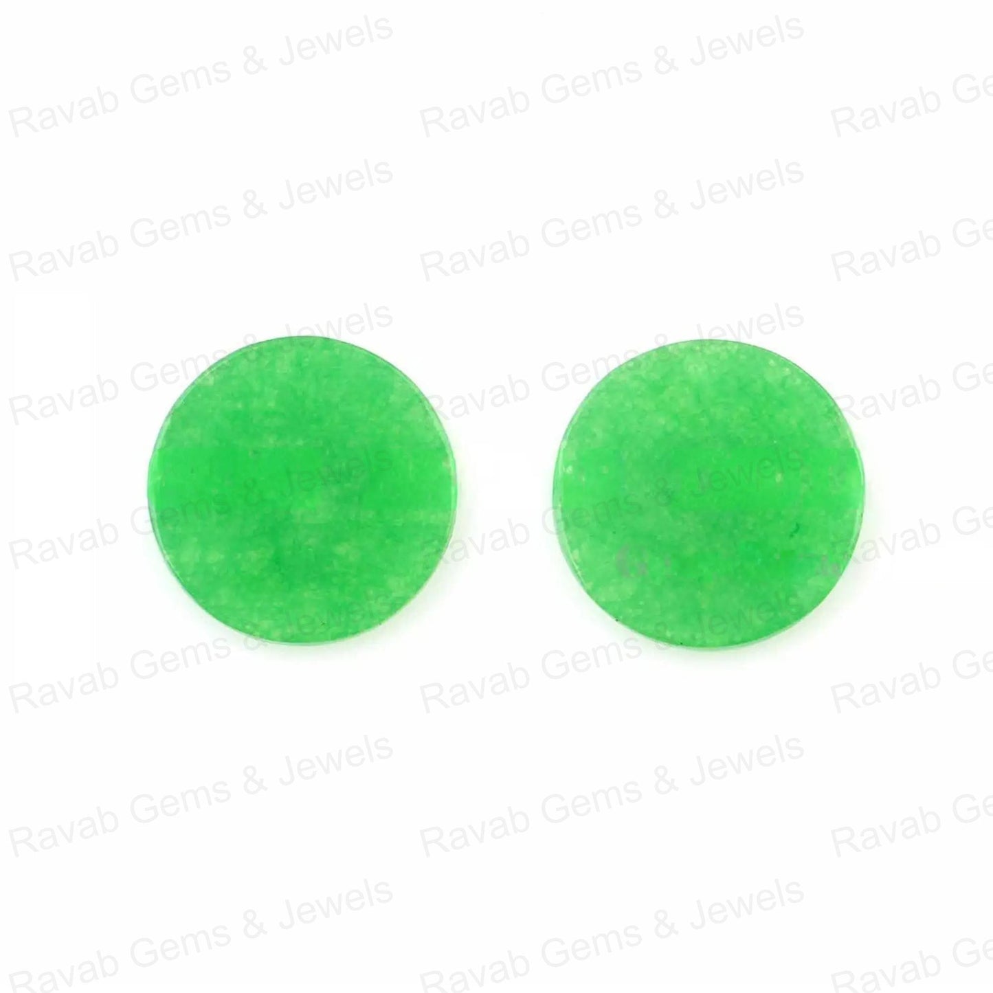Amazing Green Jade Round Coin shape 12mm Both side Flat Gemstone, Green Aventurine necklace, earring making beads 2 pcs set