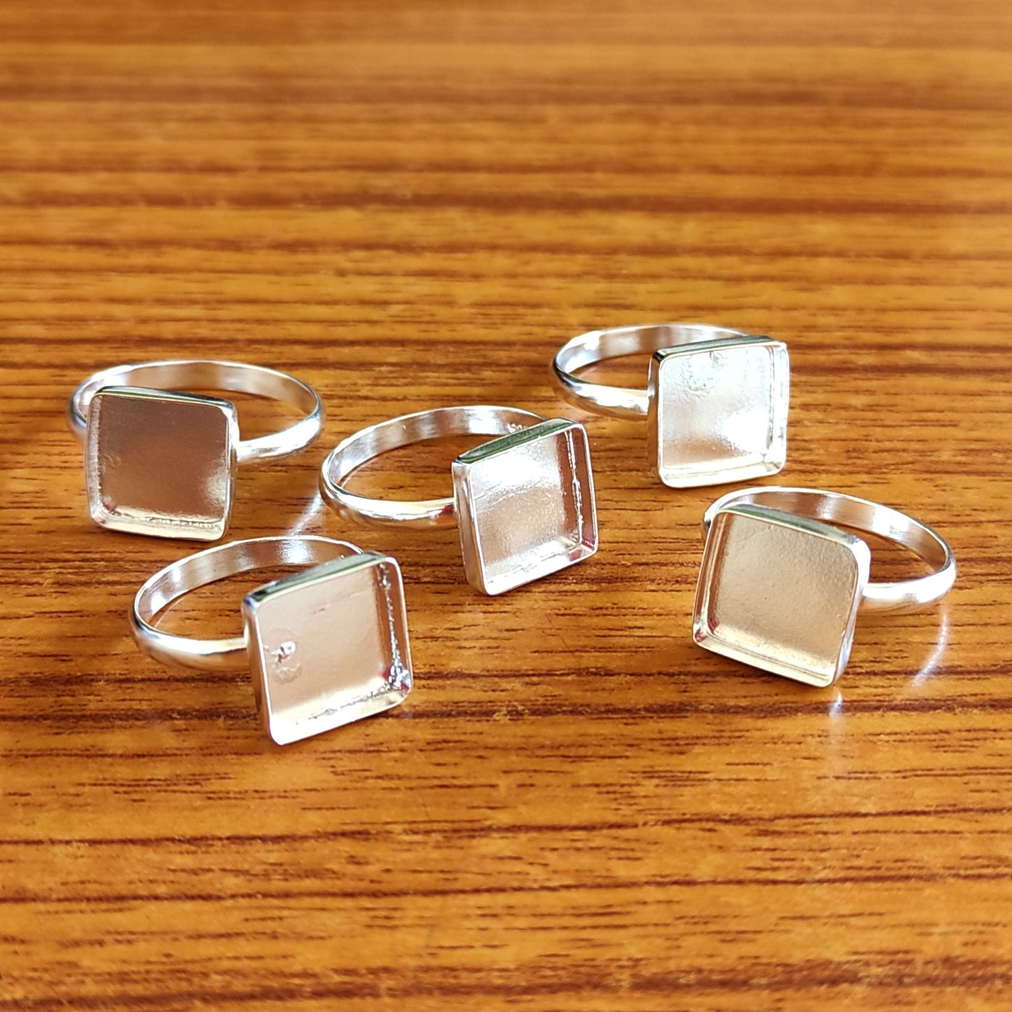 Superb 925 Sterling Silver 10mm Square Shape Semi-Mount Blank Setting Ring Good For Ashes & Resin Fill Keepsake DIY Fine Jewelry