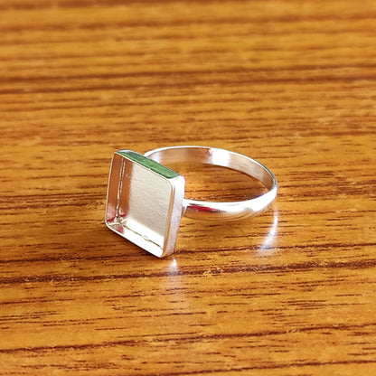 Superb 925 Sterling Silver 10mm Square Shape Semi-Mount Blank Setting Ring Good For Ashes & Resin Fill Keepsake DIY Fine Jewelry