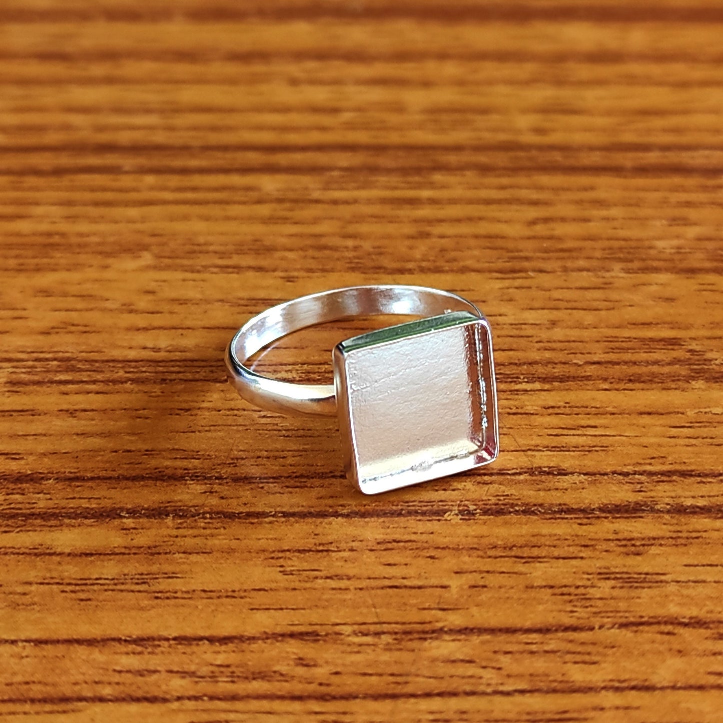 Superb 925 Sterling Silver 10mm Square Shape Semi-Mount Blank Setting Ring Good For Ashes & Resin Fill Keepsake DIY Fine Jewelry