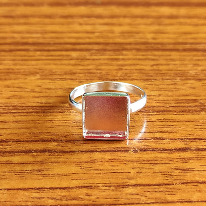 Superb 925 Sterling Silver 10mm Square Shape Semi-Mount Blank Setting Ring Good For Ashes & Resin Fill Keepsake DIY Fine Jewelry