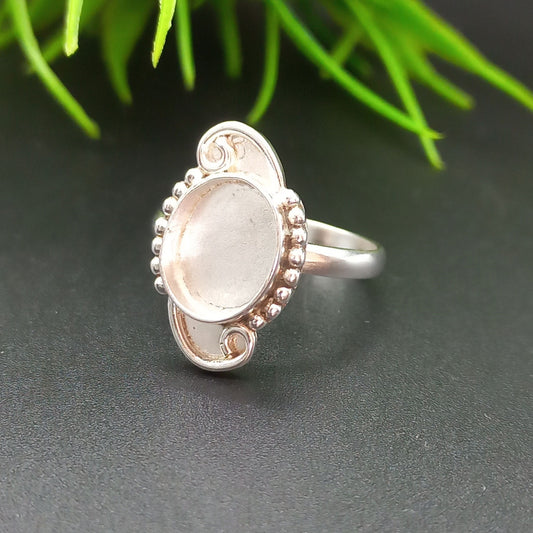 Solid 925 Sterling Silver Bezel Cup Close Blank Ring Semi-Mount Blank Setting Ring Good For Resin & Ashes Work Keepsake Jewelry