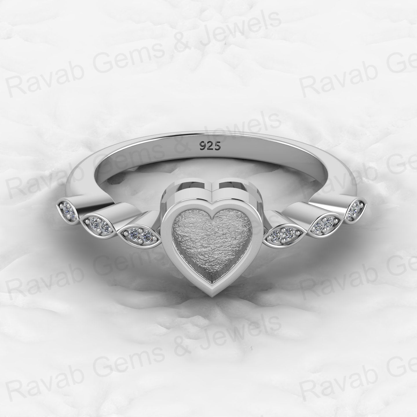 Genuine Solid 925 Sterling Silver 6mm Heart Shape Semi Mount Blank Setting Ring Good for Ashes & Resin Work Breastmilk Jewelry