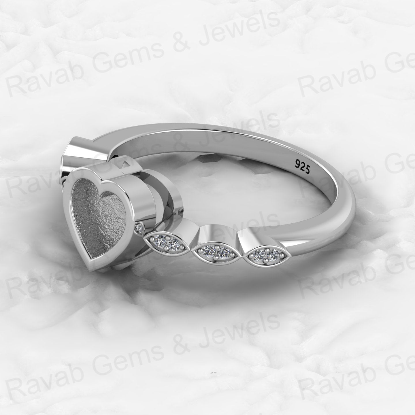 Genuine Solid 925 Sterling Silver 6mm Heart Shape Semi Mount Blank Setting Ring Good for Ashes & Resin Work Breastmilk Jewelry