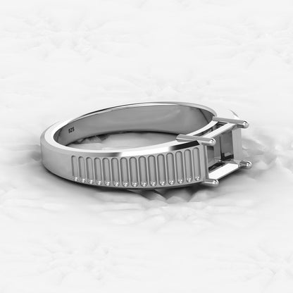 925 Solid Sterling Silver 7X5mm Octagon Semi Mount Blank Setting Signet Ring for Breastmilk & Keepsake Resin Ceramic Jewelry