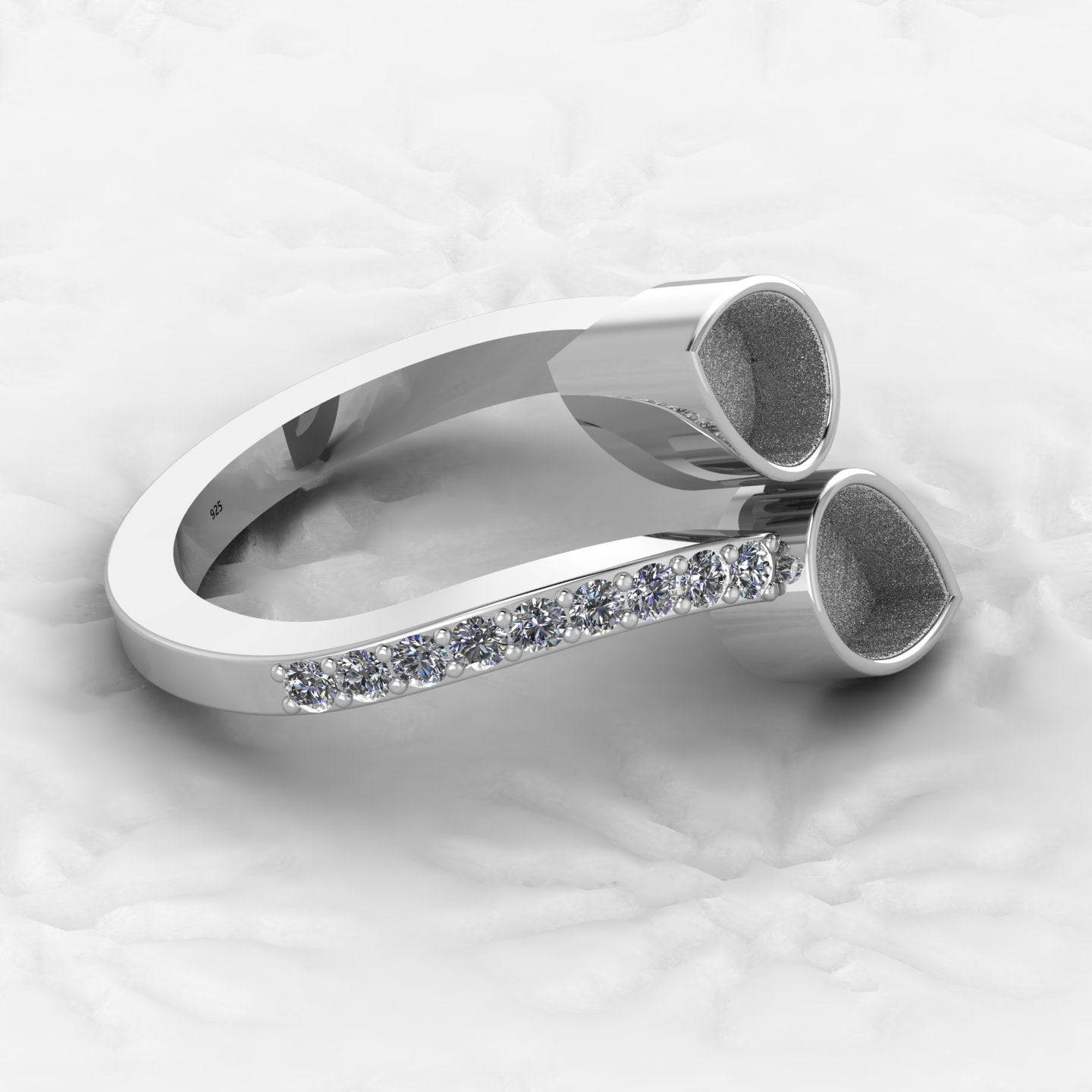 High Quality Genuine 925 Silver 7x5mm Pear Semi Mount Blank Setting Adjustable Ring Good for Gemstone Ashes & Resin Work Jewelry