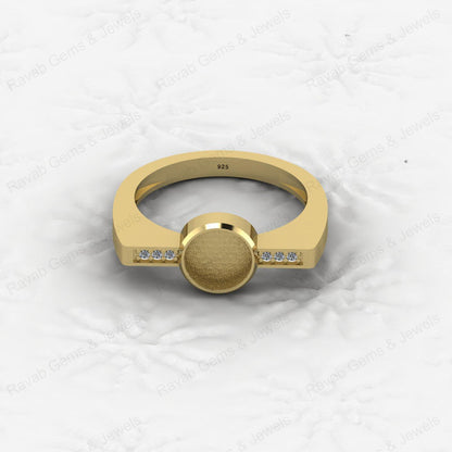 Best Quality 925 Silver Signet Design 7mm Semi Mount Blank Setting Ring for Gemstone Ashes & Resin Jewelry Findings & Components