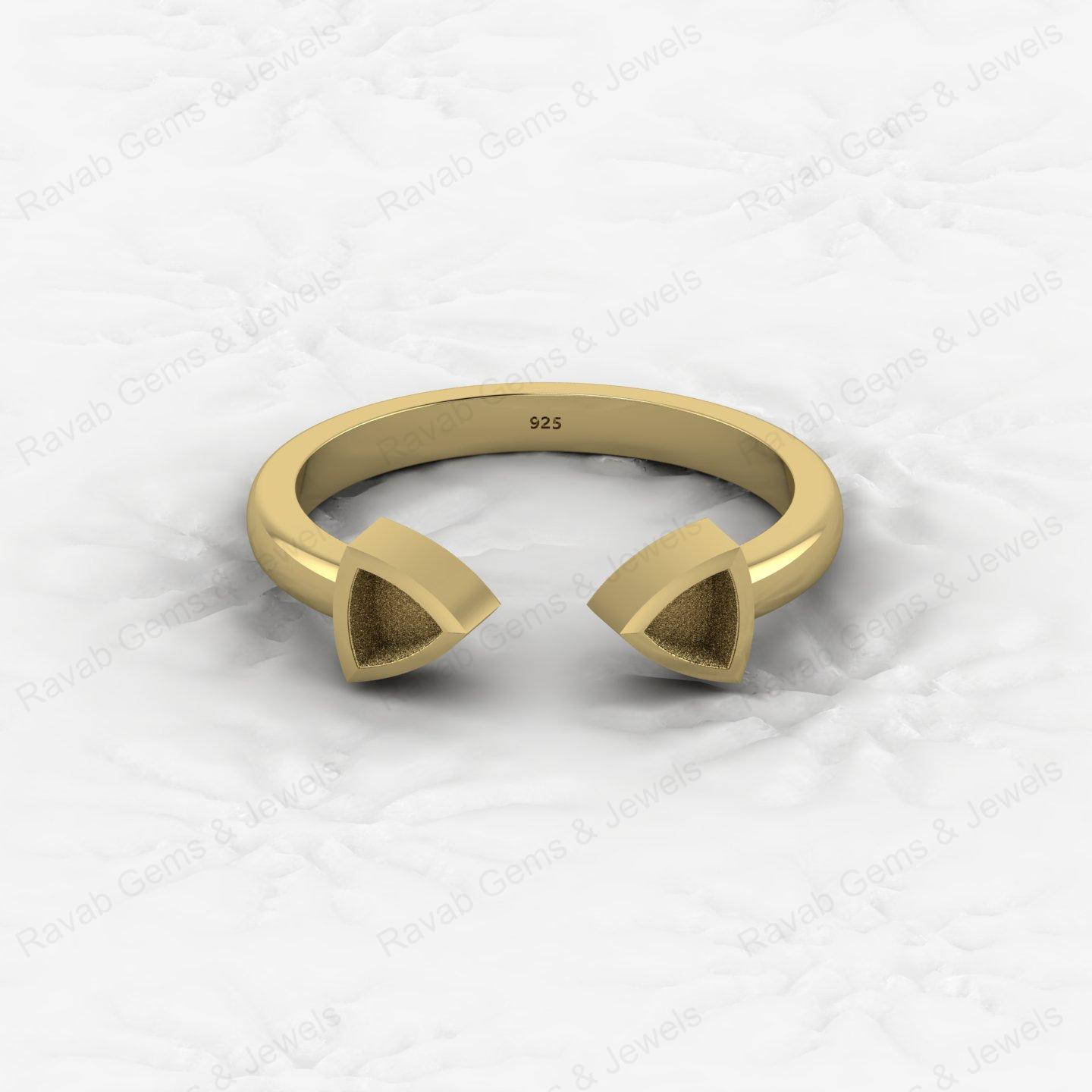 High Quality Genuine 925 Sterling Silver 5mm Trillion Black Setting Ring Handmade Ashes Resin Work Jewelry Finding