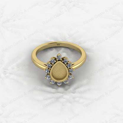 Top Quality 925 Sterling Silver 6x8mm Shape Semi Mount Blank Setting Ring Good for Resin & Ashes Work Keepsake Fine Jewelry