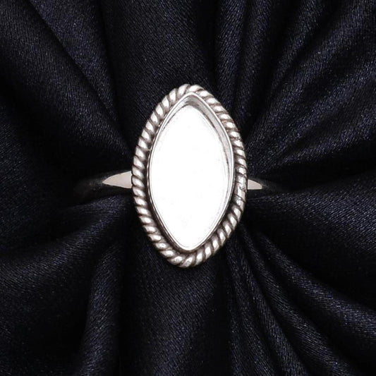 Solid 925 Sterling Silver Marquise Blank Component Bezel Cup Setting Semi-Mount Blank Setting Simple Band Fine Ring For Women