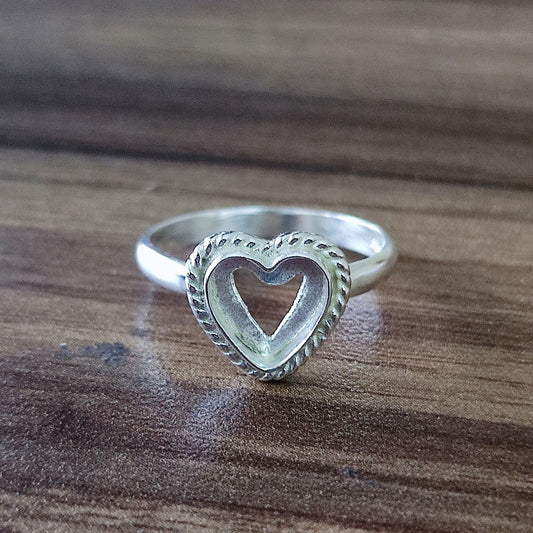 Top Quality Genuine 925 Sterling Silver Heart Shape 7mm Semi-Mount Blank Setting Empty Ring For Women Fine Handmade Jewelry