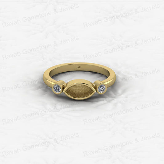 Summer Sale 925 Silver 2x4mm Marquise With CZ 2mm Semi Mount Blank Dainty Ring for Breastmilk Keepsake Fine Jewelry for Women