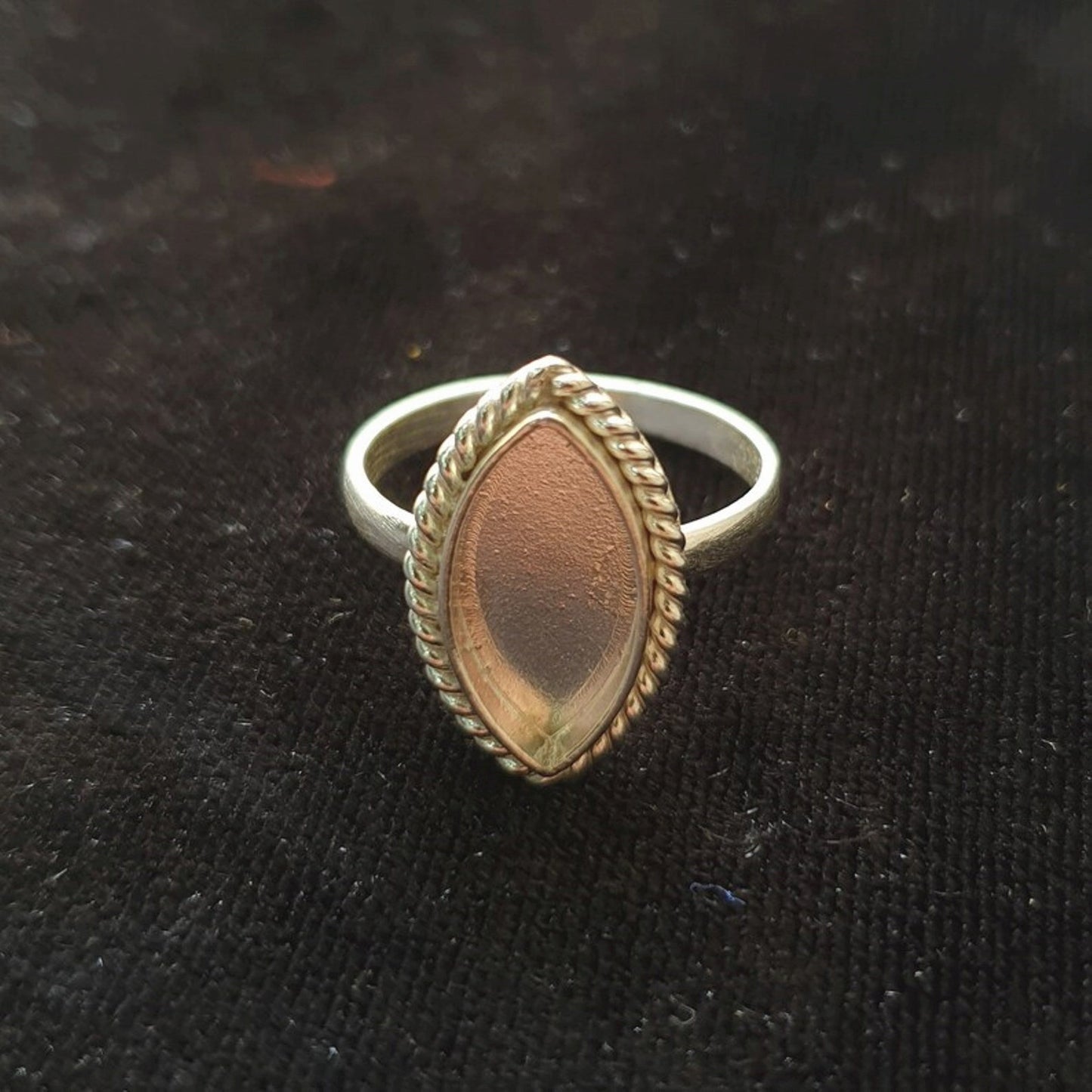 Solid 925 Sterling Silver Marquise Blank Component Bezel Cup Setting Semi-Mount Blank Setting Simple Band Fine Ring For Women