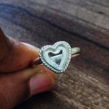 Top Quality Genuine 925 Sterling Silver Heart Shape 7mm Semi-Mount Blank Setting Empty Ring For Women Fine Handmade Jewelry