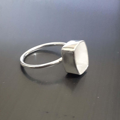 Genuine Solid 925 Sterling Silver Octagon 6x10MM Round Bezel Setting Semi-Mount Blank Setting Simple Band Fine Ring For Women