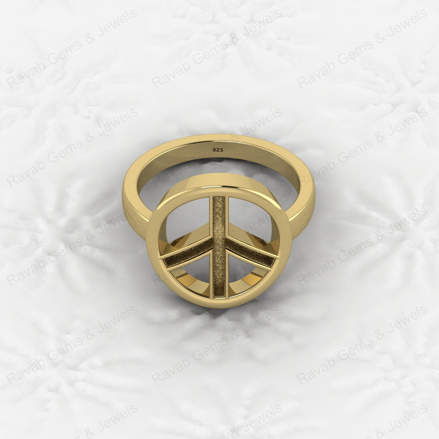 Genuine 925 Silver Peace Symbol Semi Mount Blank Setting Ring for DIY Zodiac Jewelry Resin Ashes Work Keepsake Suppliers