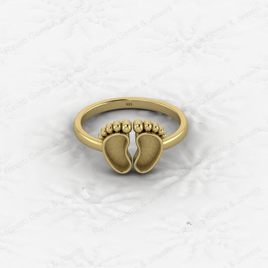 Superb Quality New Baby Born Foot Print 925 Silver Semi Mount Blank Setting Ring for Gemstone Findings & Components Jewelry