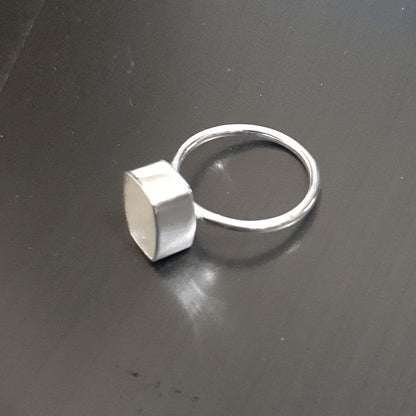 Genuine Solid 925 Sterling Silver Octagon 6x10MM Round Bezel Setting Semi-Mount Blank Setting Simple Band Fine Ring For Women
