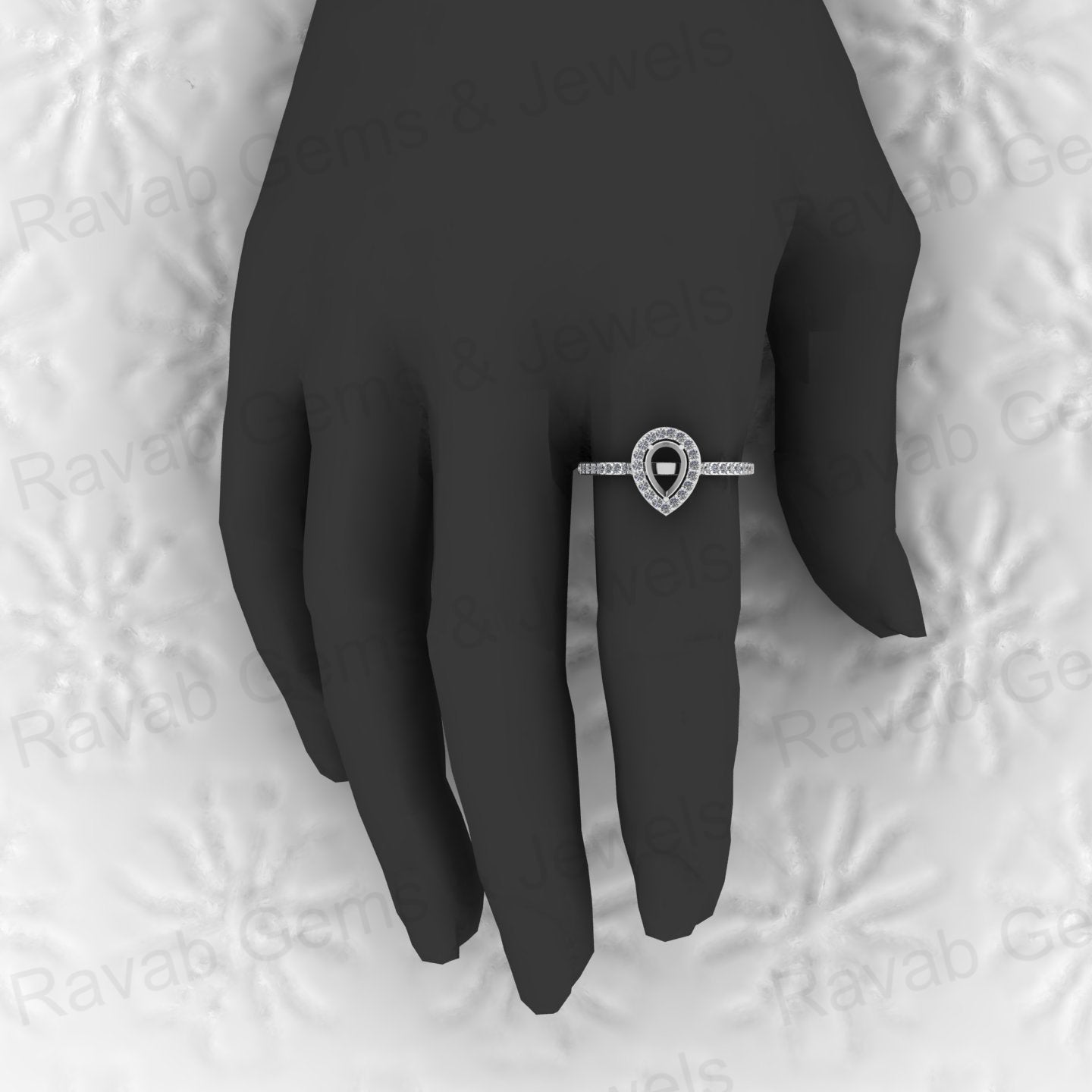 925 Solid Sterling Silver 6x8mm Pear Semi Mount Blank Channel Prong Setting Ring for Breastmilk & Keepsake Resin Ceramic Jewelry