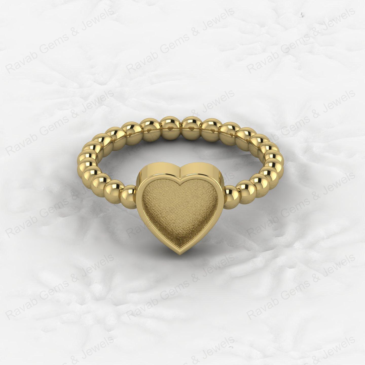 Top Quality 925 Sterling Silver 8mm Heart Semi Mount Beaded Band Ring Good for Resin & Ashes Work Keepsake Breastmilk Jewelry