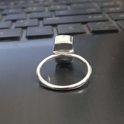 Genuine Solid 925 Sterling Silver Octagon 6x10MM Round Bezel Setting Semi-Mount Blank Setting Simple Band Fine Ring For Women