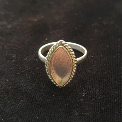 Solid 925 Sterling Silver Marquise Blank Component Bezel Cup Setting Semi-Mount Blank Setting Simple Band Fine Ring For Women
