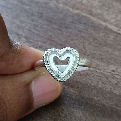 Top Quality Genuine 925 Sterling Silver Heart Shape 7mm Semi-Mount Blank Setting Empty Ring For Women Fine Handmade Jewelry