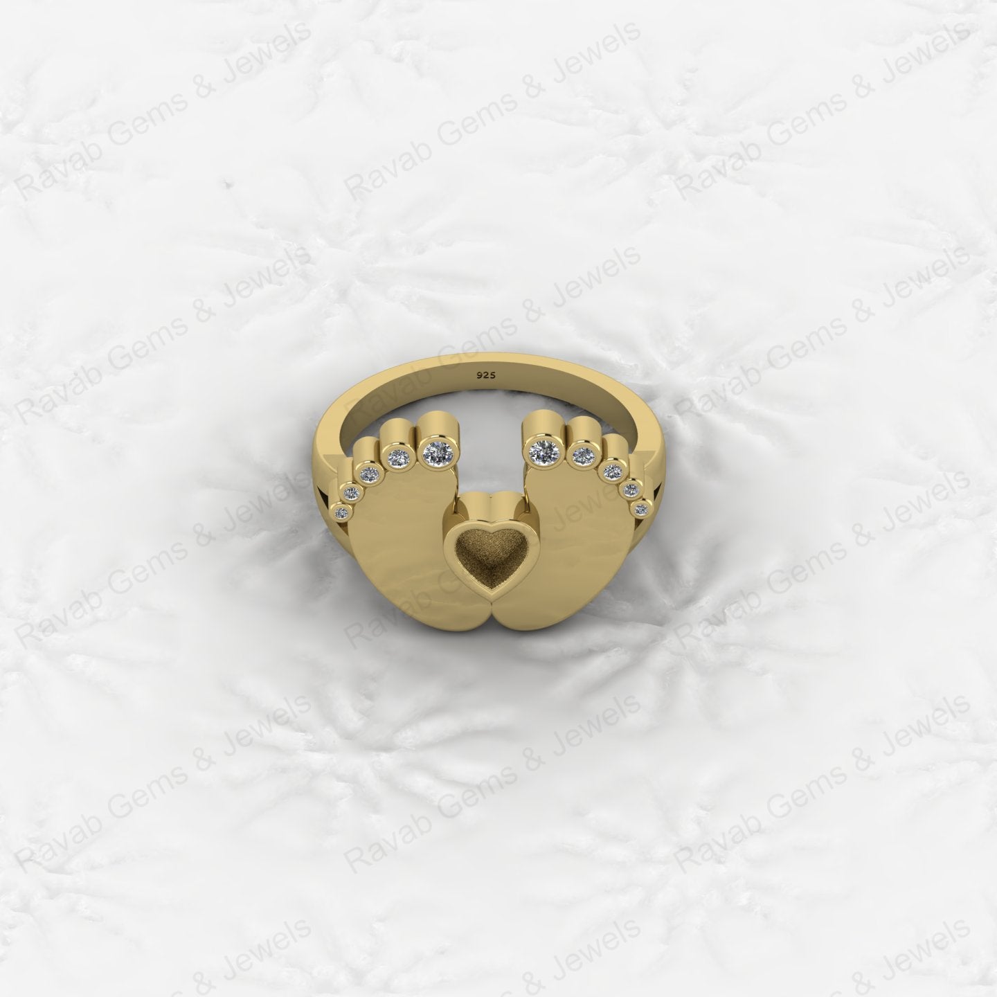 Superb Quality New Baby Born Foot Print 925 Silver Semi Mount Blank Setting Ring for Gemstone Findings & Components Jewelry