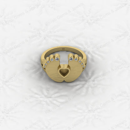 Superb Quality New Baby Born Foot Print 925 Silver Semi Mount Blank Setting Ring for Gemstone Findings & Components Jewelry
