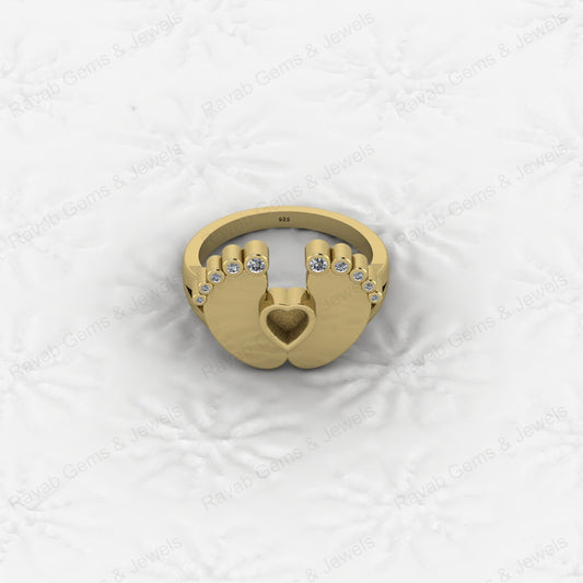 Superb Quality New Baby Born Foot Print 925 Silver Semi Mount Blank Setting Ring for Gemstone Findings & Components Jewelry
