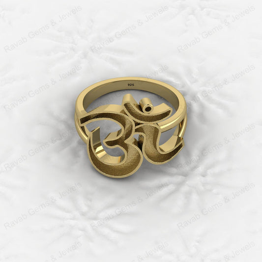 Genuine 925 Silver Indian Lord Shiva Symbol Semi Mount Blank Setting Ring Good for Resin & Ashes Work Keepsake DIY Jewelry