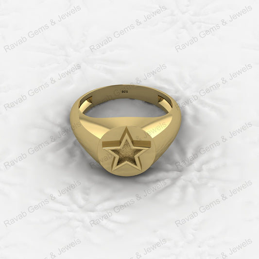 Genuine 925 Sterling Silver Star of David Semi Mount Signet Ring DIY Bezel Setting for Ashes Resin Breastmilk Keepsake Jewelry