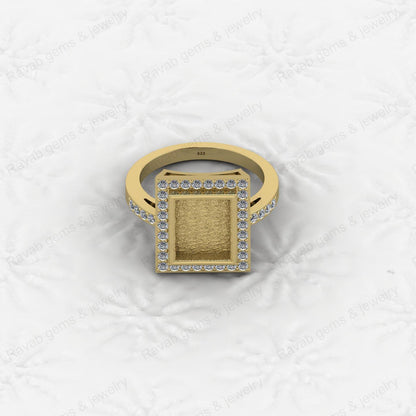 High Quality 925 Silver Rectangle 8x10mm Semi Mount Blank Setting Ring for Gemstone Ashes Resin Jewelry Supply
