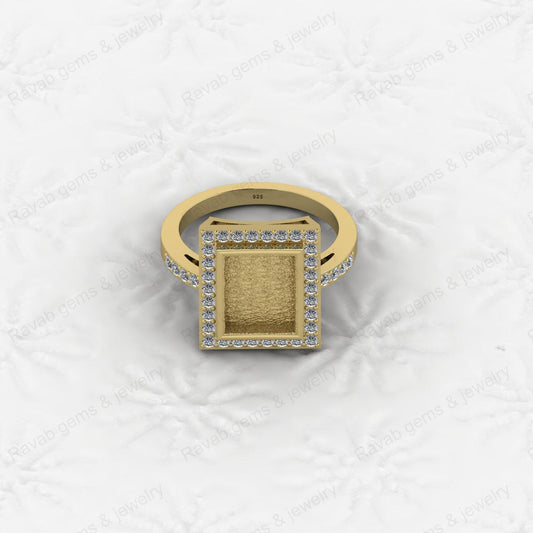 High Quality 925 Silver Rectangle 8x10mm Semi Mount Blank Setting Ring for Gemstone Ashes Resin Jewelry Supply