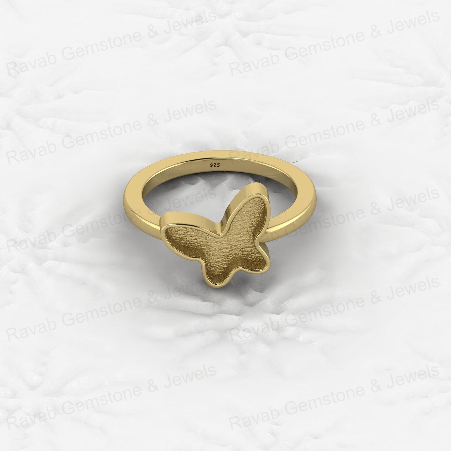 Superb Quality 925 Sterling Silver 11x13mm Fancy Semi Mount Blank Set Butterfly Ring for Breastmilk Keepsake Charming Jewelry