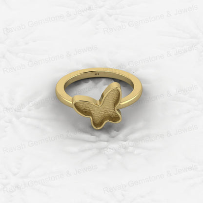 Superb Quality 925 Sterling Silver 11x13mm Fancy Semi Mount Blank Set Butterfly Ring for Breastmilk Keepsake Charming Jewelry