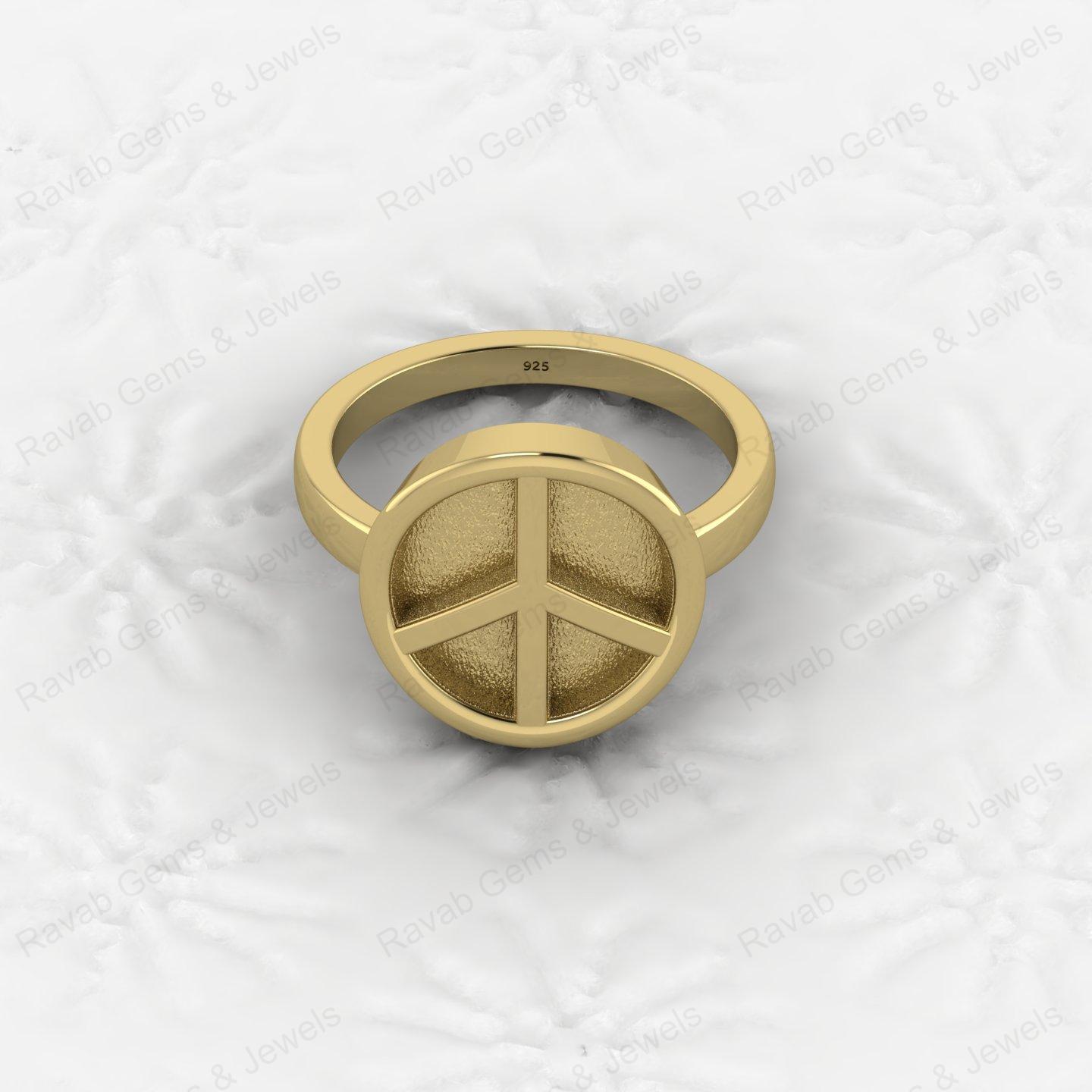 Genuine 925 Silver Peace Symbol Semi Mount Blank Setting Ring for DIY Zodiac Jewelry Resin Ashes Work Keepsake Suppliers