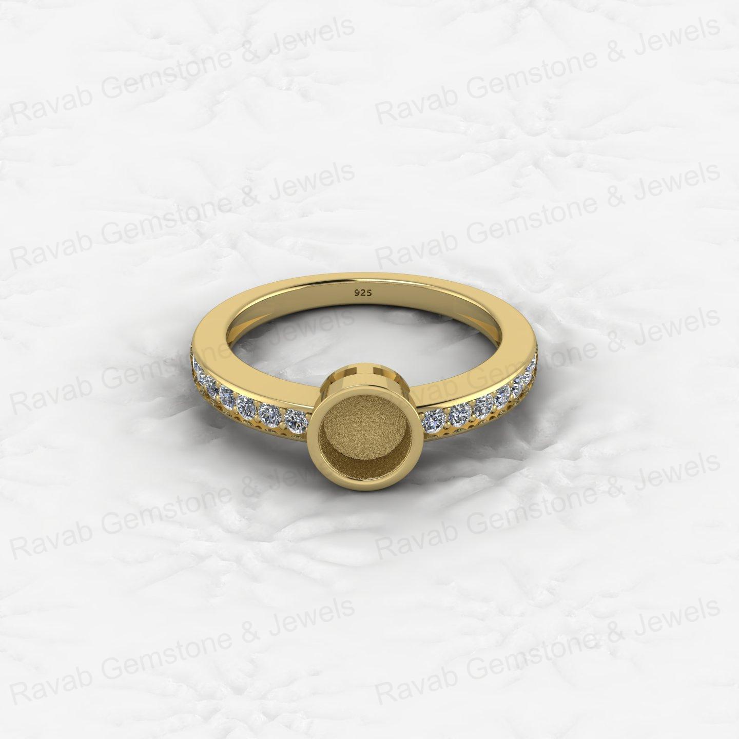 New Arrival 925 Silver 6mm CZ 1.80 Semi Mount Blank Setting Cocktail Band Ring Breastmilk Keepsake Jewelry Findings Components