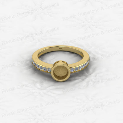 New Arrival 925 Silver 6mm CZ 1.80 Semi Mount Blank Setting Cocktail Band Ring Breastmilk Keepsake Jewelry Findings Components