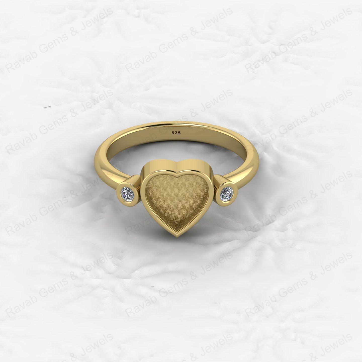 Superb Quality 925 Silver Heart 8x8mm Semi Mount Blank Setting Ring Gemstone Ashes Resin Jewelry Findings Wholesale Supplies