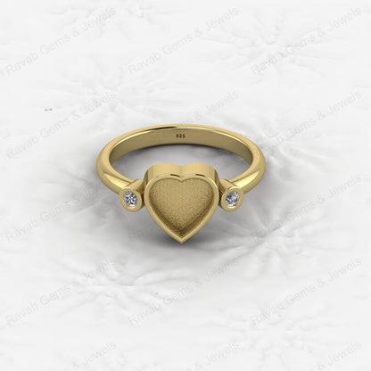 Superb Quality 925 Silver Heart 8x8mm Semi Mount Blank Setting Ring Gemstone Ashes Resin Jewelry Findings Wholesale Supplies