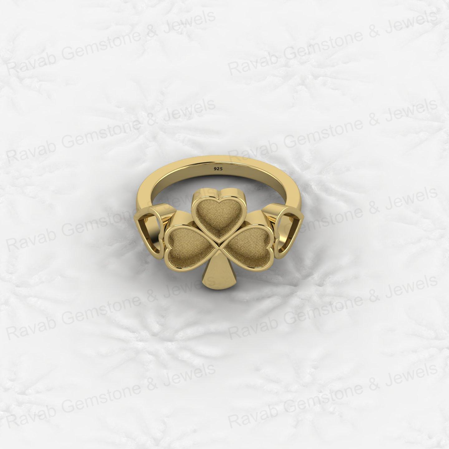 Excellent Quality 925 Sterling Silver 6mm Heart Semi Mount Breastmilk Keepsake Shamrock Clover Ring Jewelry Findings Components