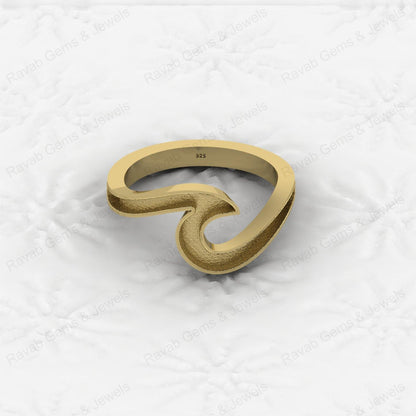 Genuine Solid 925 Sterling Ocean Wave Design Semi Mount Blank Setting Ring Good for Resin & Ashes Work Keepsake DIY Jewelry
