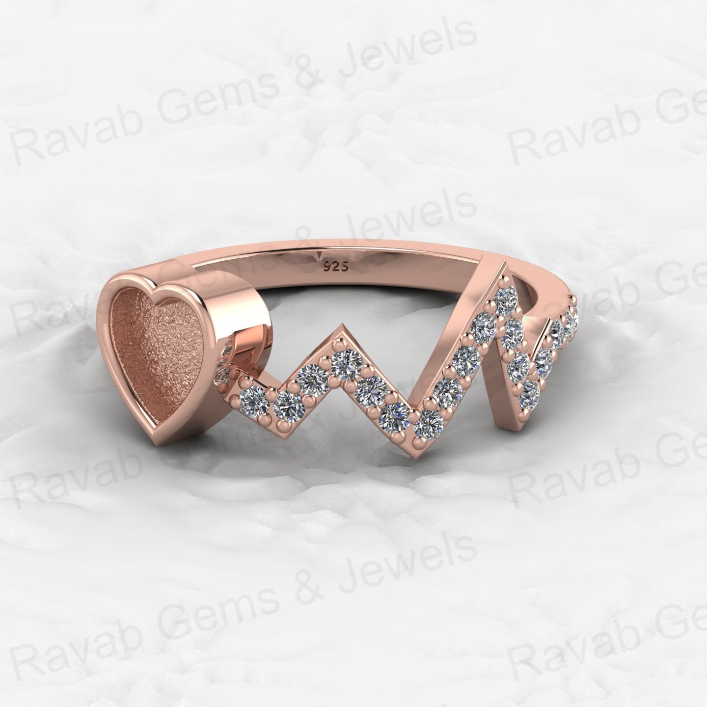 Solid 925 Sterling Silver Semi Mount Ring Initials Heart Blank Setting with Resin Ashes Breastmilk Jewelry-Genuine Product