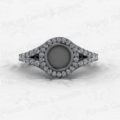 Solid 925 Sterling Silver Octa Cushion Semi Mount Blank Setting Wedding Ring Good for Ashes & Resin Work Breastmilk Jewelry