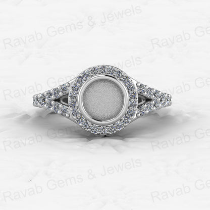 Solid 925 Sterling Silver Octa Cushion Semi Mount Blank Setting Wedding Ring Good for Ashes & Resin Work Breastmilk Jewelry